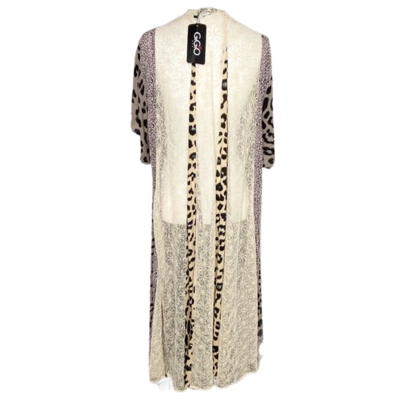 Gigi O Long Animal Print and Lace Kimono - Picture 6 of 8